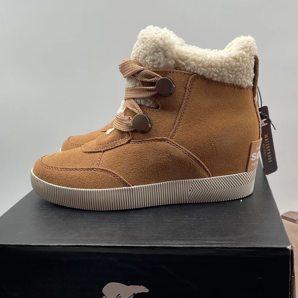Sorel Kinetic Impact Caribou Boot Camel Brown Waterproof Suede NL5055-253 5.5